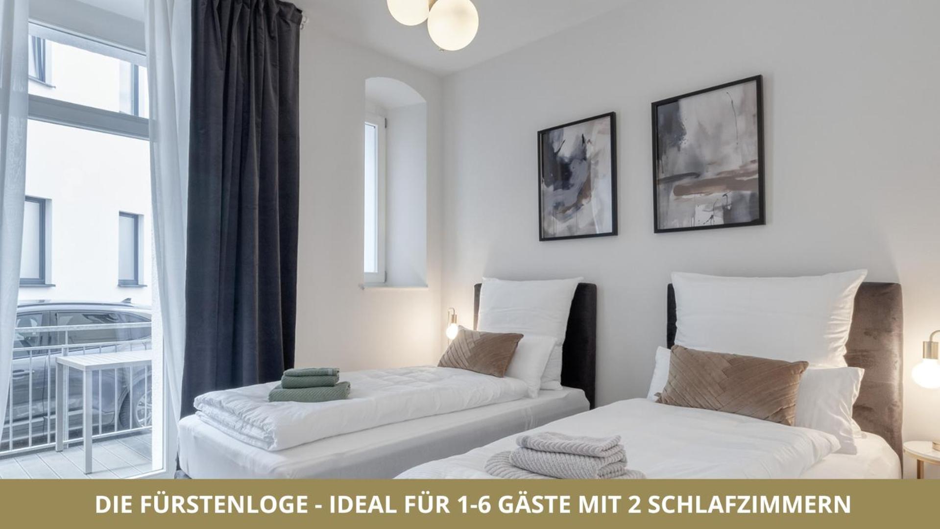 Neu Fewo Fuerstenloge 1-6 Pers Hinter Dem Markgraeflichen Opernhaus - 2 Schlafzimmer Mit Boxspringbetten 4 Einzel Oder 2 Doppelbetten, Balkon Und Einbaukueche, Barrierearm ไบรอยท์ ภายนอก รูปภาพ